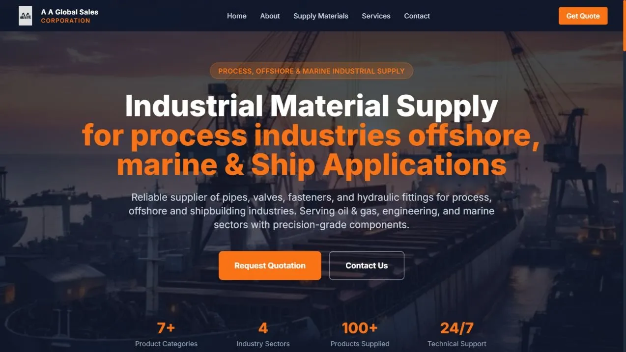 AA Global Sales Corporation website designed by SKAB Tech
