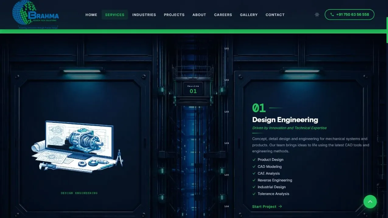 Brahma Design Tech website designed by SKAB Tech