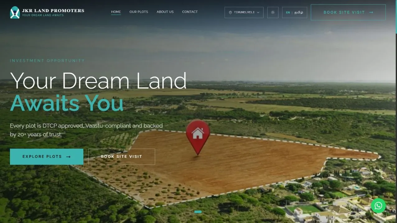 JKR Land Promoters website designed by SKAB Tech