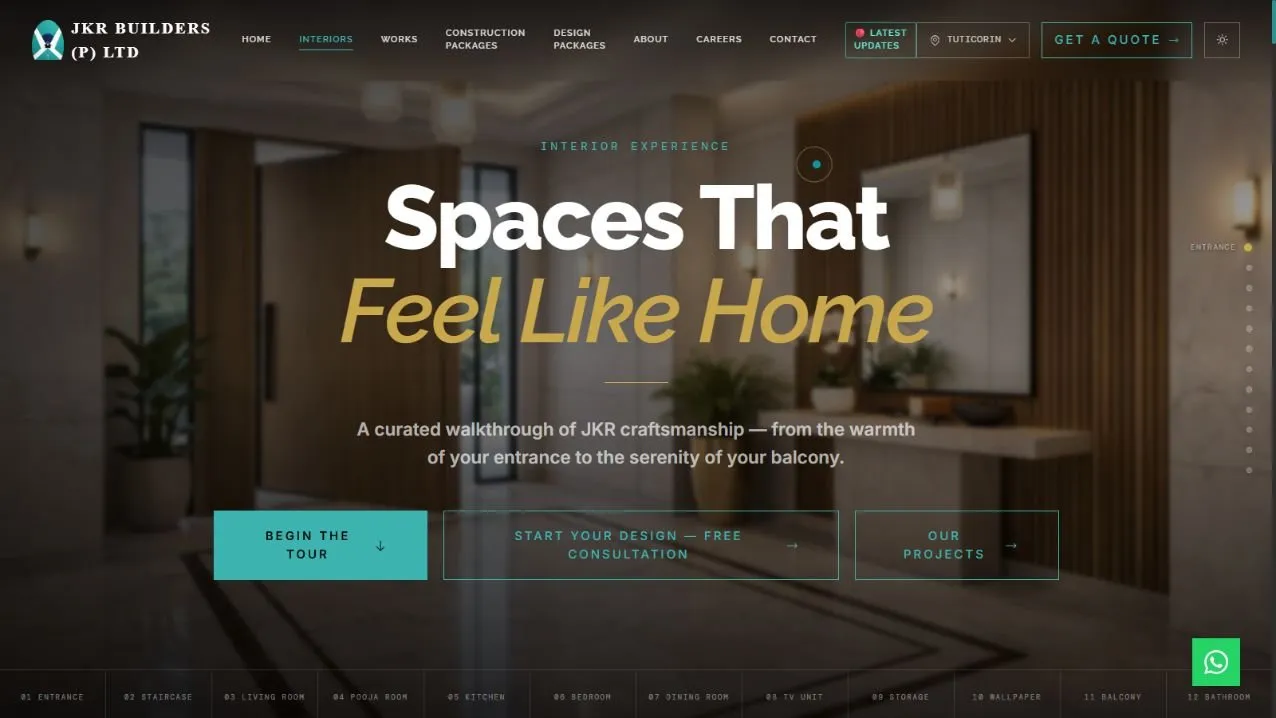 JKR Builders website designed by SKAB Tech